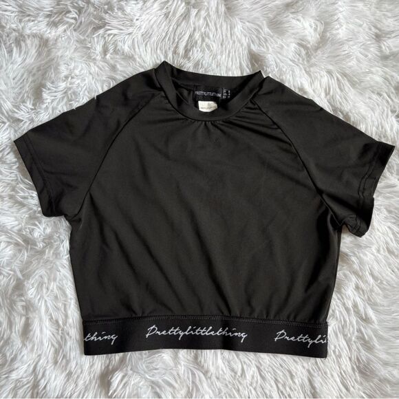 PrettyLittleThing Crop Top Black Womens Size 4 - Picture 1 of 4